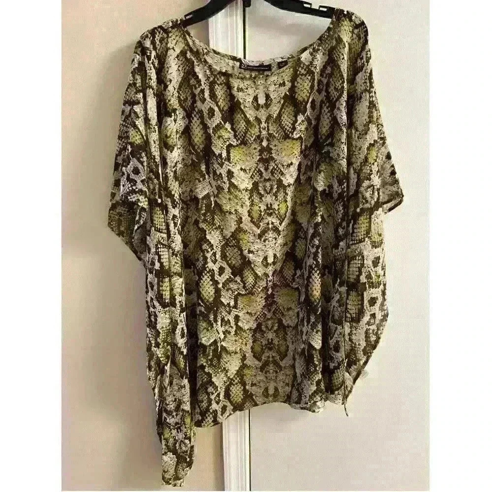 NEW YORK & co. Snake skin print sheer Asymmetrical coverup L/XL
